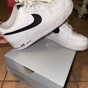 Nike White and Black Air Force 1 Sneakers